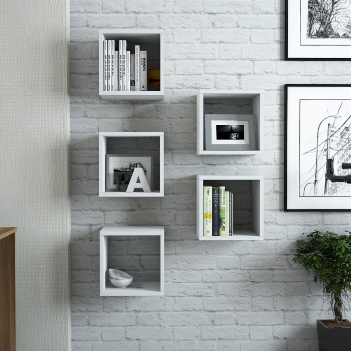 Hanah Home Estantería de Pared Blanca (Pack de 5 Piezas) Hanah Home Estantería de Pared Blanca (Pack de 5 Piezas)